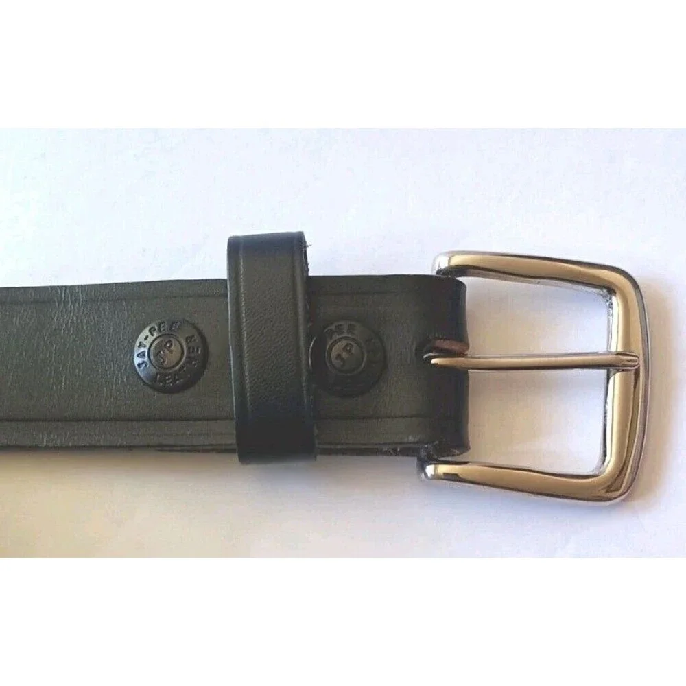 JayPee Top Grain  Leather Belt  Size 36 Black Brass Buckle Men's Bridle Cowhide
